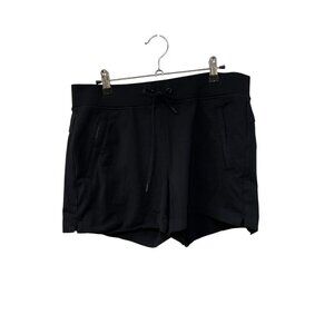 Athleta Women's Drawstring Shorts Black Elastic Waist Zipper Pockets Size M